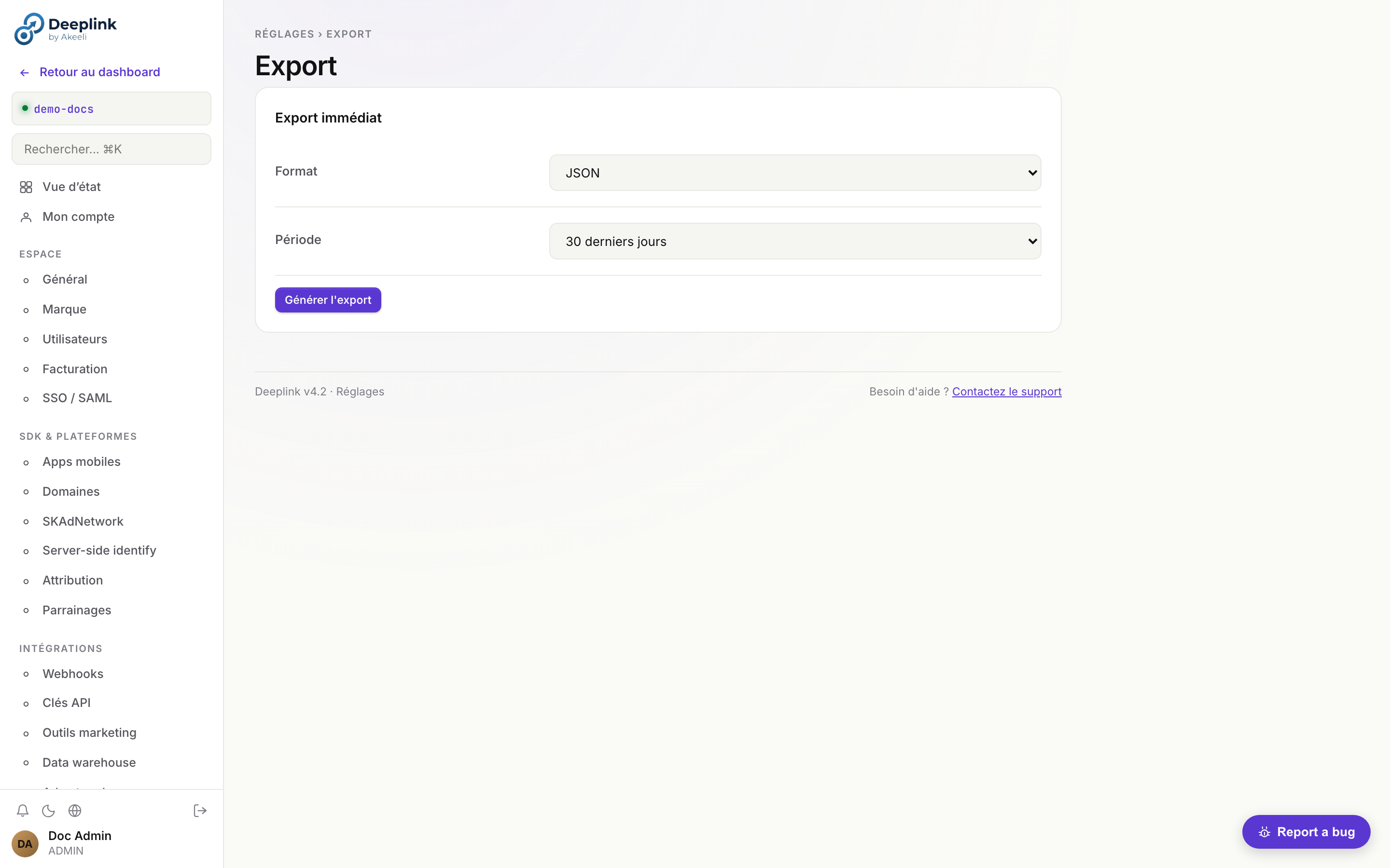 Réglages → Exports : GCS / S3 batch + BigQuery streaming